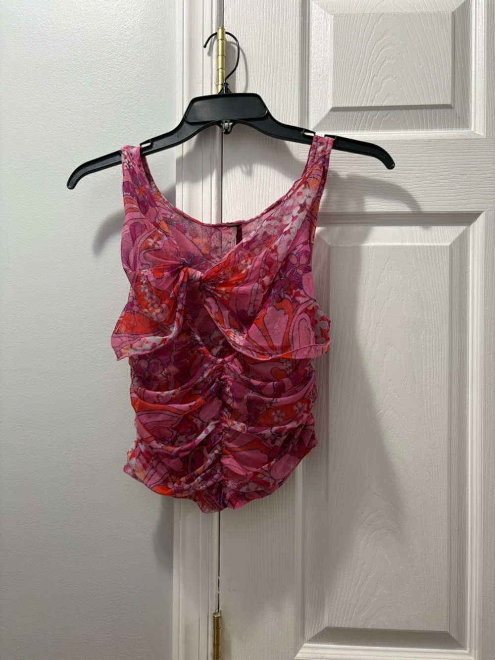 Free People Mesh Tank Top Blouse - Multicolor Retro Size Small
